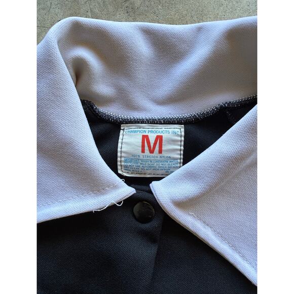 Vintage 1970s Champion Button Up Size Small Nylon Orange/Black Bowling Shirt - Picture 3 of 5